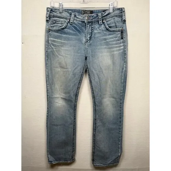 Silver Jeans Suki High Baby Boot Jeans, Size 32, Light Wash - Picture 1 of 6